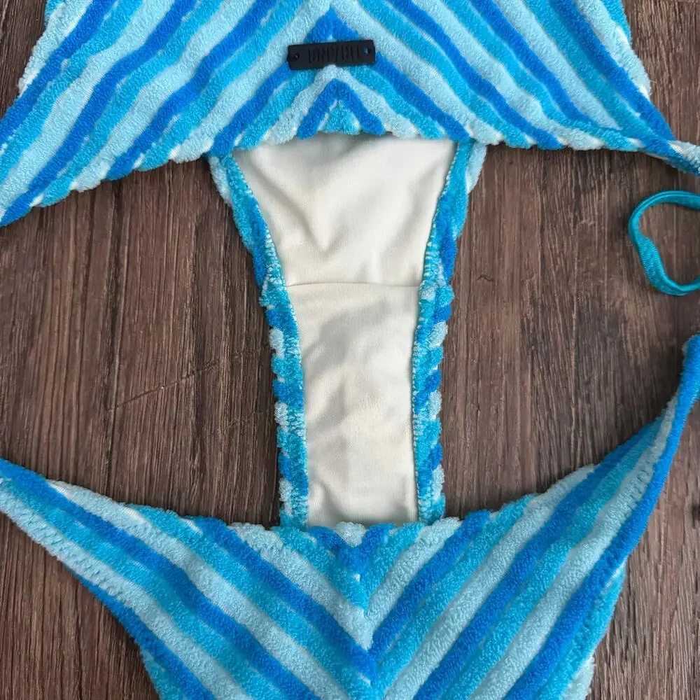 triangl swimwear Blue Striped Bikini Set
